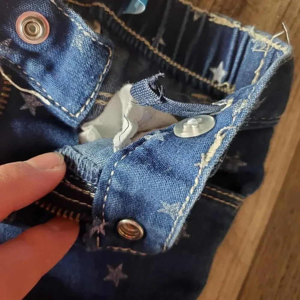 Old Navy Blue Medium Wash Skinny Jeggings Jeans Toddler Girl Size 18M Stars